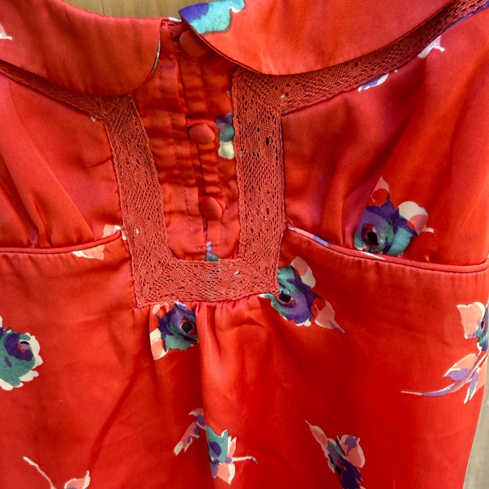 American Eagle Outfitters Red Floral Satin Cami Nightie - Picture 4 of 6